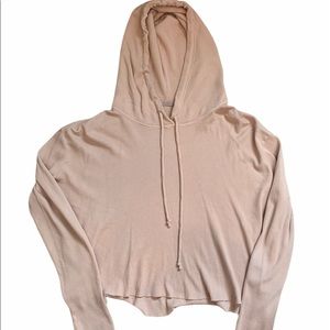 Waffle pale pink cropped hoodie 💗